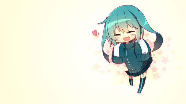 初音ミク かわいいちびキャラなイラスト壁紙画像 ボカロ