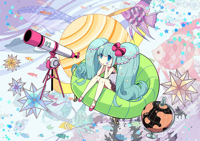 初音ミク かわいいちびキャラなイラスト壁紙画像 ボカロ