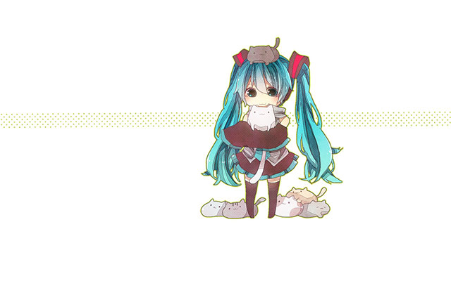 初音ミク かわいいちびキャラなイラスト壁紙画像 ボカロ