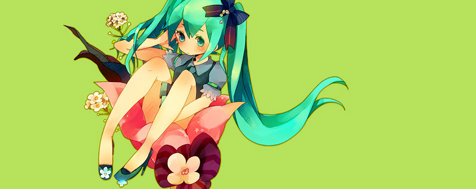 初音ミク 綺麗な花と可愛いミクのイラスト壁紙 ボカロ画像