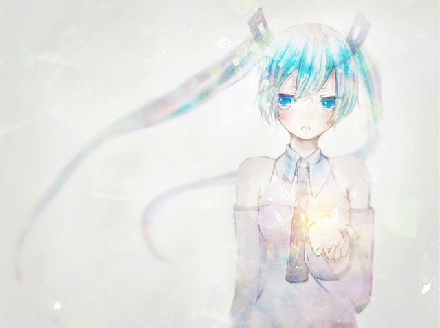 初音ミク 透明水彩絵具風の綺麗なイラスト壁紙 ボカロ画像