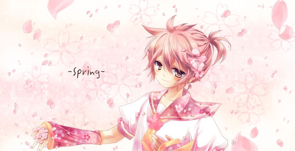 桜とレンのかわいいイラスト壁紙画像