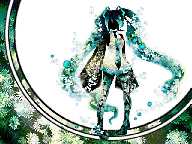 初音ミク おしゃれなシルエットのイラスト壁紙 ボカロ画像