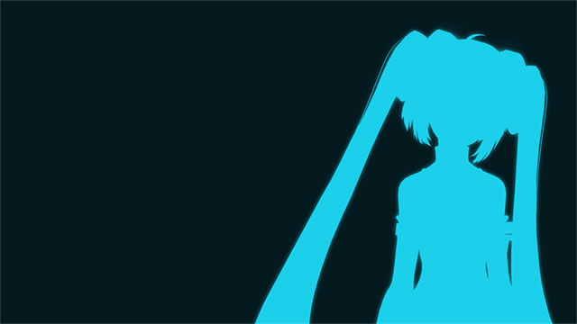 初音ミクのシルエットのシンプルなイラスト壁紙