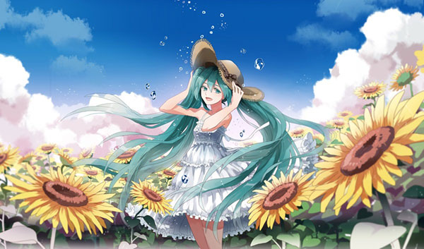 初音ミク 夏休みデザインの綺麗なイラスト壁紙 ボカロ画像