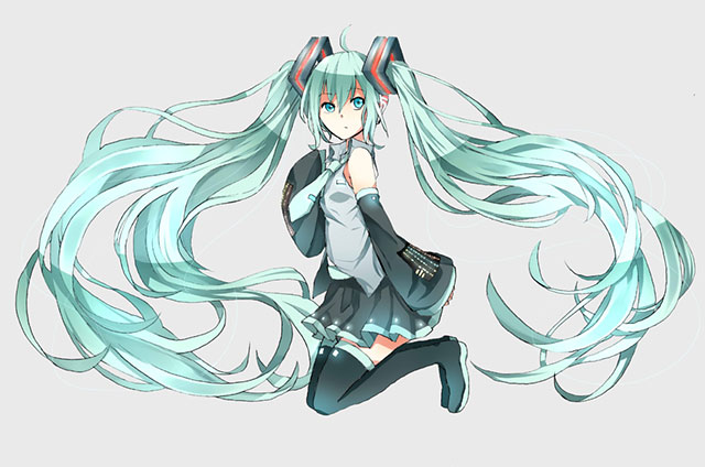 初音ミク 単色カラー背景の高画質イラスト壁紙 ボカロ画像