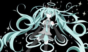 【初音ミク】シンプルな黒背景のイラスト壁紙【ボカロ画像】