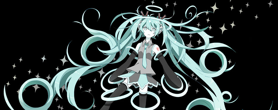 初音ミク シンプルな黒背景のイラスト壁紙 ボカロ画像