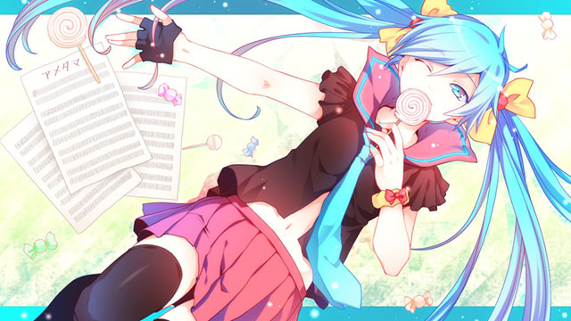 初音ミクのオリジナル曲「アメダマ」のイラスト壁紙画像