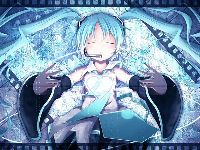 初音ミク 綺麗な光とミクの高画質イラスト画像 ボカロ壁紙