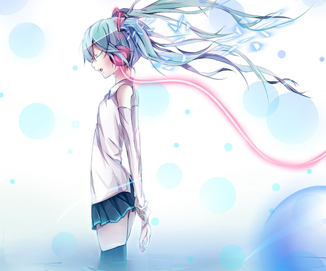 初音ミク 可愛い水玉模様のイラスト画像 ボカロ壁紙