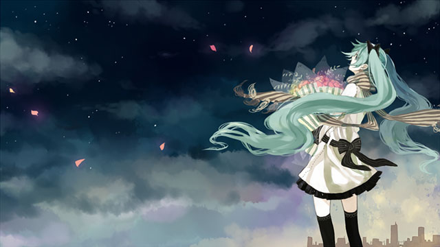 初音ミク ミクの後ろ姿の可愛いイラスト壁紙 ボカロ画像