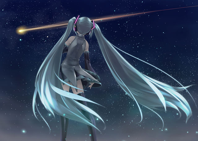 初音ミク ミクの後ろ姿の可愛いイラスト壁紙 ボカロ画像