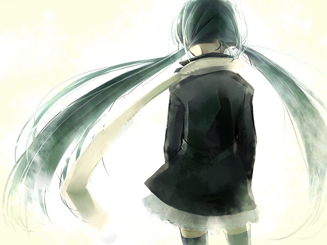 初音ミク ミクの後ろ姿の可愛いイラスト壁紙 ボカロ画像