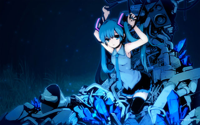 初音ミク ミクとメカのかっこいいイラスト壁紙 ボカロ画像