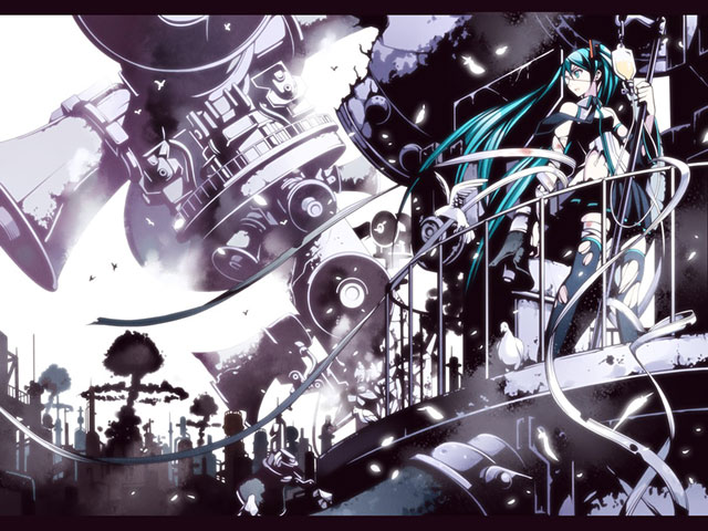 初音ミク ミクとメカのかっこいいイラスト壁紙 ボカロ画像