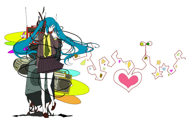 制服を着た初音ミクのシンプルでオシャレなイラスト壁紙画像