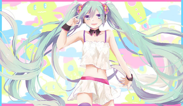 初音ミク 綺麗なパステルカラーのイラスト壁紙 ボカロ画像