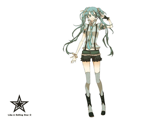 初音ミク シンプルな白背景の可愛いイラスト壁紙 ボカロ画像