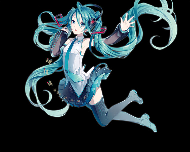 初音ミク 黒背景のかっこいいイラスト壁紙 ボカロ画像