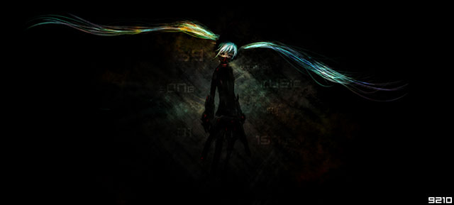 初音ミク 黒背景のかっこいいイラスト壁紙 ボカロ画像