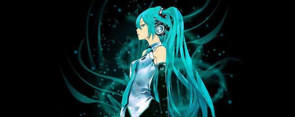 初音ミク 黒背景のかっこいいイラスト壁紙 ボカロ画像