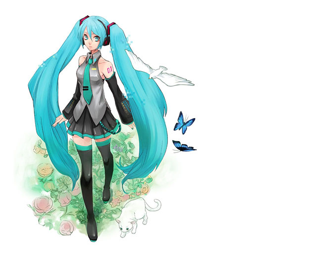 初音ミク 鳥とミクの可愛いイラスト画像 ボカロ壁紙