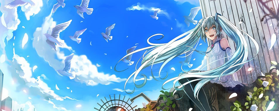 初音ミク 鳥とミクの可愛いイラスト画像 ボカロ壁紙