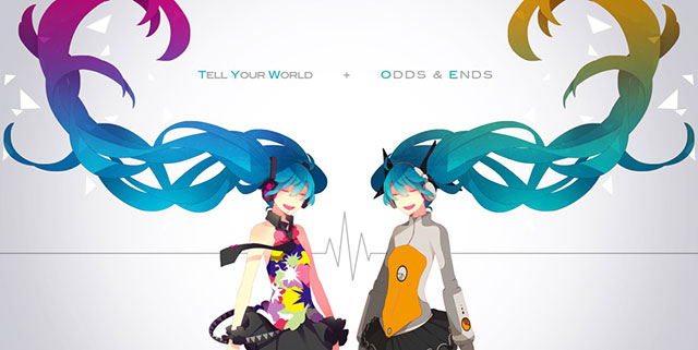 「Tell Your World」と「ODDS&ENDS」のミクを描いたイラスト壁紙