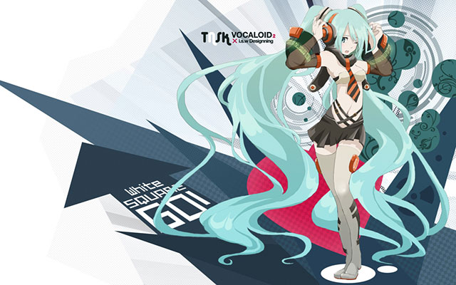 矢印やサークルでデザインした初音ミクのポップで可愛いイラスト壁紙画像