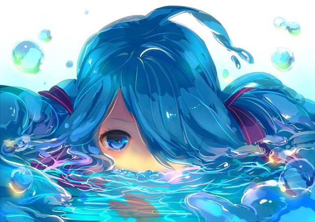 初音ミク 透明感が美しいボトルミクのイラスト壁紙画像 ボカロ