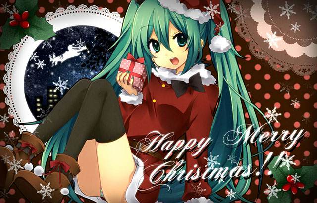 初音ミク クリスマスの綺麗なイラスト画像 ボカロ壁紙