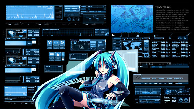 初音ミク Pcやモニターとミクのイラスト画像 ボカロ壁紙