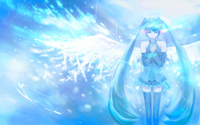 初音ミク 翼の生えたミクの綺麗なイラスト画像 ボカロ壁紙