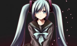【初音ミク】制服姿のJKなミクのイラスト画像【ボカロ壁紙】
